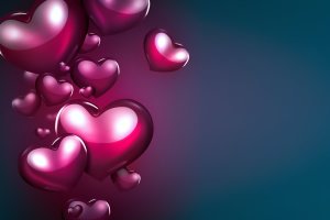 紫红色浪漫心形背景素材 Romantic Background with Hearts