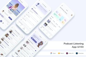 电台播客App UI设计素材 Podcast Listening App UI Kit