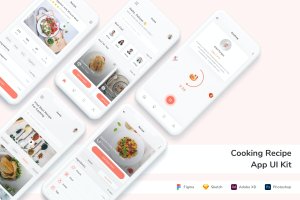 烹饪食谱App UI设计素材 Cooking Recipe App UI Kit
