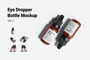 滴眼水塑料瓶包装标签设计样机v2 Eye Dropper Bottle Mockup Vol.2