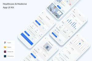医疗保健App UI设计素材 Healthcare & Medicine App UI Kit