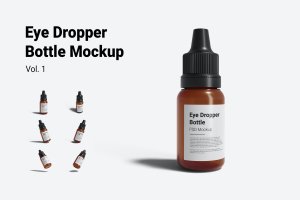 滴眼水塑料瓶包装标签设计样机v1 Eye Dropper Bottle Mockup Vol.1