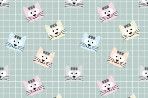 猫头无缝图案 Cat Head Seamless Pattern