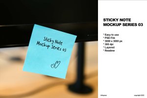 纸张便笺便利贴样机v3 Sticky Note Mockup Series 03