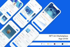 NFT艺术市场App手机应用程序UI设计套件 NFT Art Marketplace App UI Kit