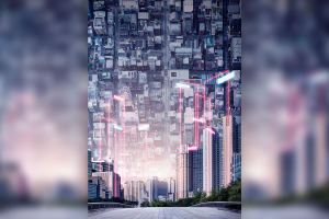 抽象城市建筑手机壁纸高清图片韩国素材[psd]