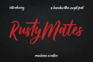 电影标题笔刷脚本字体 Rusty Mates Brush Script Font