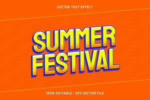 夏季节日矢量文字效果 Summer Festival Vector Text Effect