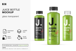 苹果果汁瓶包装设计样机素材 Juice Bottle Mockup