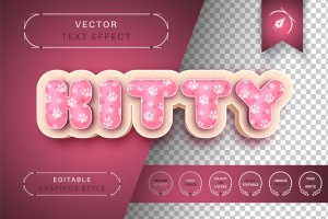 3D小猫脚印可编辑的文字效果 3D Kitty – Editable Text Effect, Font Style