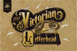 复古维多利亚版式设计衬线字体素材 Victorian Letterhead