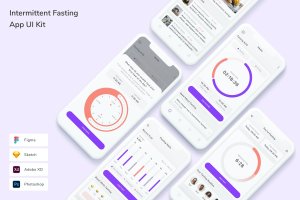 营养饮食App手机应用程序UI设计套件 Intermittent Fasting App UI Kit