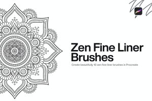 10个iPad专用线条Procreate笔刷素材 10 Zen Fine Liner Brushes Procreate