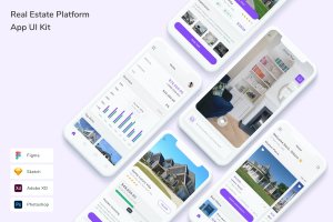 房地产平台App手机应用程序UI设计套件 Real Estate Platform App UI Kit