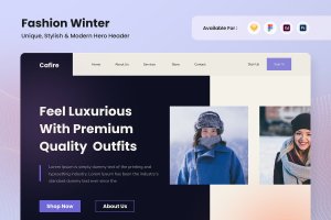 冬季时尚网站标题设计模板 Fashion Winter – Hero Header