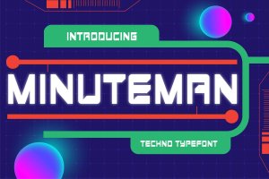 未来主题科技无衬线字体素材 Minuteman – Futuristic Techno Font