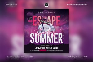 逃离夏日派对海报PSD素材 Escape Summer Party Flyer