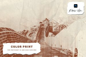 复古彩色打印照片效果处理PS动作 Color Print Photoshop Action