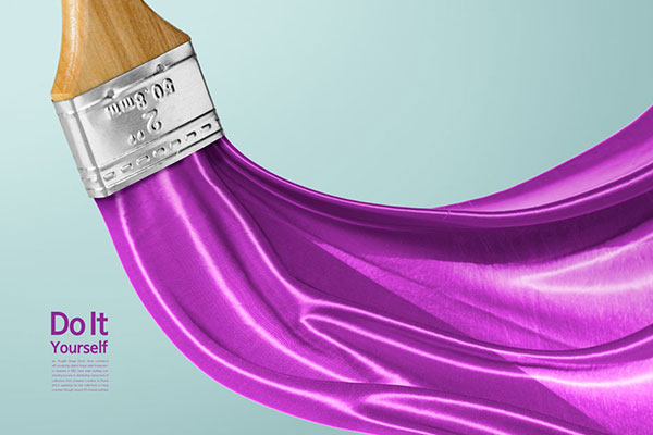 紫色丝绸油刷DIY海报设计韩国素材[psd]