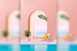 夏季暑假度假旅行海报设计韩国素材[psd]