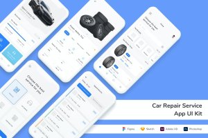 汽车维修服务App移动应用UI设计套件 Car Repair Service App UI Kit