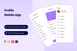 通用App应用资料页面UI设计模板 Profile Mobile App