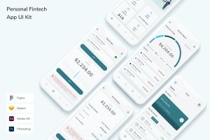 个人金融科技App移动应用UI设计套件 Personal Fintech App UI Kit