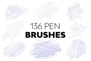 圆珠笔素描PS笔刷素材 Pen Brushes