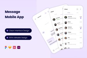 短信App应用页面UI设计模板 Message Mobile App