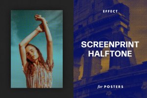 复古打印半色调效果海报模板 Screenprint Halftone Effect for Posters