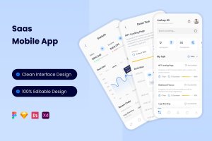 Saas软件App应用页面UI设计模板 Saas Mobile App