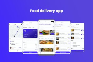 食品配送App应用程序UI套件模板 Food delivery App Ui Kit Template