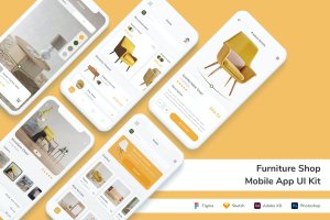 家具店类手机App UI界面设计套件 Furniture Shop Mobile App UI Kit