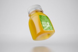 迷你果汁瓶包装设计样机psd模板 Mini Juice Bottle Mockup