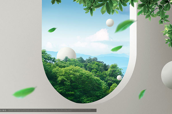 树林蓝天风景海报设计韩国素材[psd]