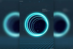 蓝光圆环抽象空间海报设计韩国素材[psd]