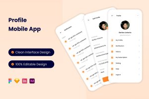 通用App应用个人资料页面UI设计模板 Profile Mobile App