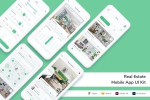 房地产出租类手机App UI界面设计套件 Real Estate Mobile App UI Kit