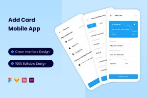 金融App应用添加卡片页面UI设计模板 Add Card Mobile App