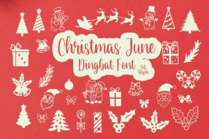 圣诞装饰元素字体 Christmas June Dingbat Font