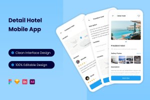 酒店App应用详情页面UI设计模板 Detail Hotel Mobile App