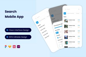 搜索App应用页面UI设计模板 Search Mobile App