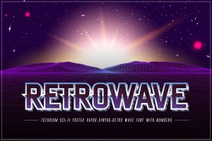 复古合成波海报装饰字体 Retrowave – Retro Wave Poster Font