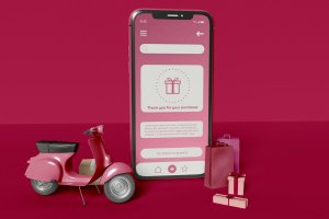 购物场景App展示手机样机 Online Shopping App Mockup