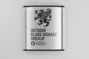 金属材质标牌招牌设计样机素材 Metal Signage Mockup