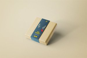 方形礼品木盒标签设计样机素材 Wood Square Box Mockups