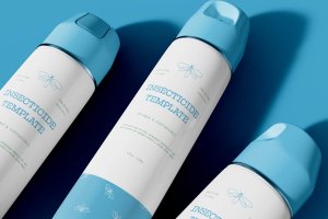 杀虫剂喷雾瓶包装设计样机素材 Aerosol Spray Bottles Mockup
