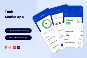 任务App应用页面UI设计模板 Task Mobile App