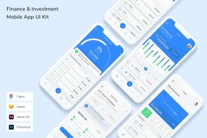 金融与投资类手机App UI界面设计套件 Finance & Investment Mobile App UI Kit