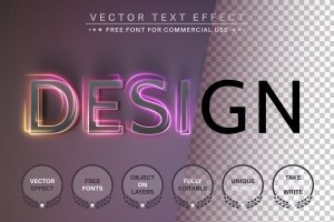 发光渐变矢量文字效果字体样式 Design Unicorn – Editable Text Effect, Font Style